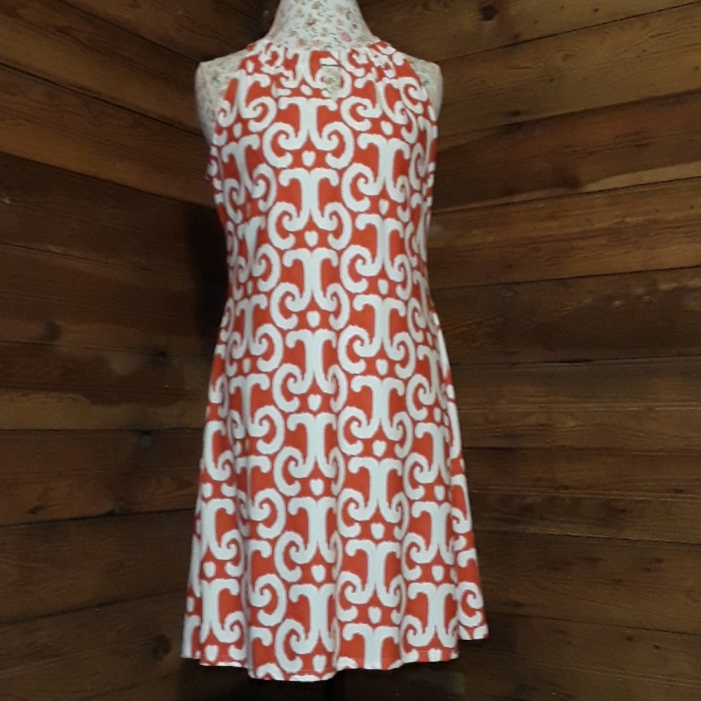 NWOT Jude Connally Orange and White Summer Dress
